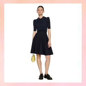 NWT Ted Baker London Navy Blue Collared Fit & Flare Dress - Size 0